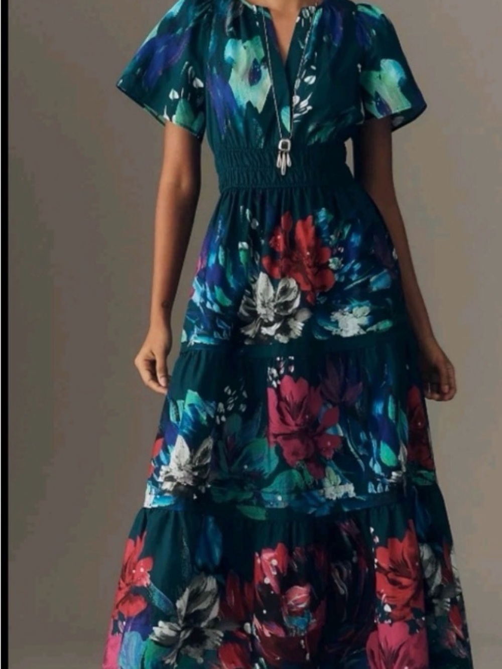 Anthropologie Somerset Blue Floral Maxi Dress